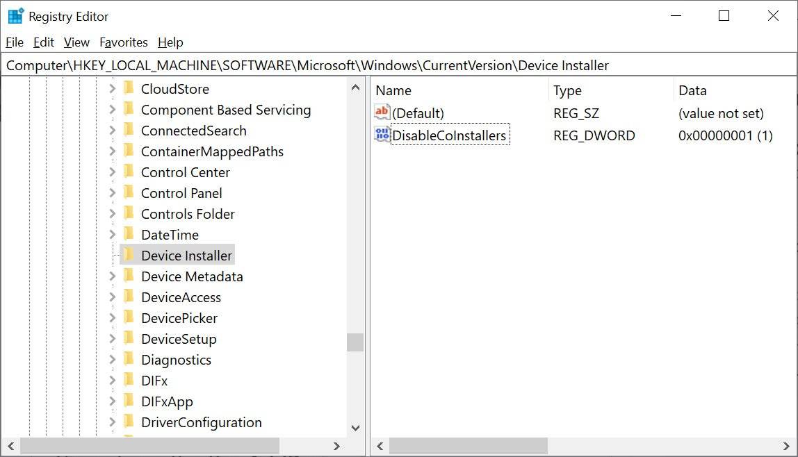 disable-coinstallers-registry disable-coinstallers-registry